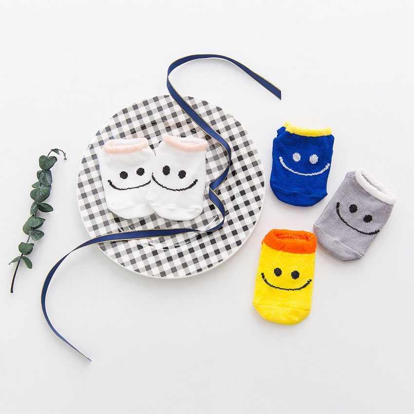 ❤️ 𝐃𝐤𝐢𝐝𝐬 ❤️ KA006 Kaos Kaki Bayi Pendek Karakter Kaos Kaki Anak Perempuan Laki Laki Motif Emo Smile Cuaca Lucu Baby Socks Kids Cute Unik Anti Slip Murah Import