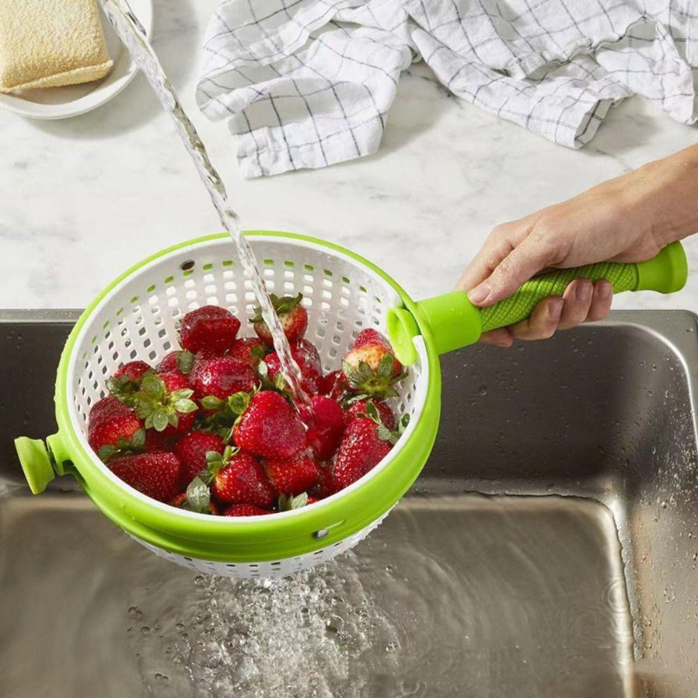 Solighter Colander Salad Spinner Portable Saringan Buah Gadget Dapur Alat Pembersih Sayuran Double-layer