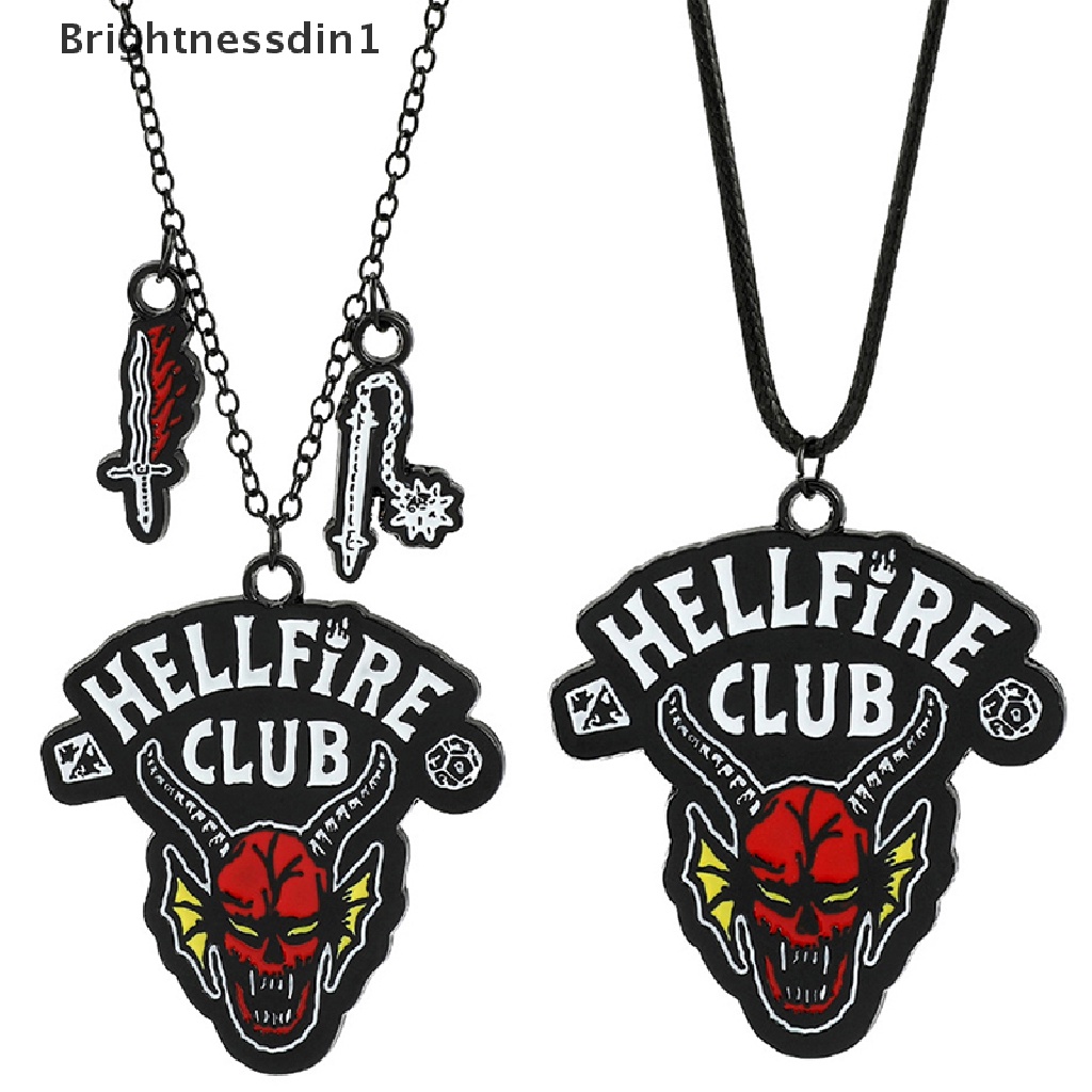 [Brightnessdin1] Stranger Things4 Hellfire Club Liontin Kalung Anting Gantungan Kunci Kostum Halloween Liontin Kalung Untuk TV Drama Fans Teman Hadiah Cosplay Perhiasan Butik