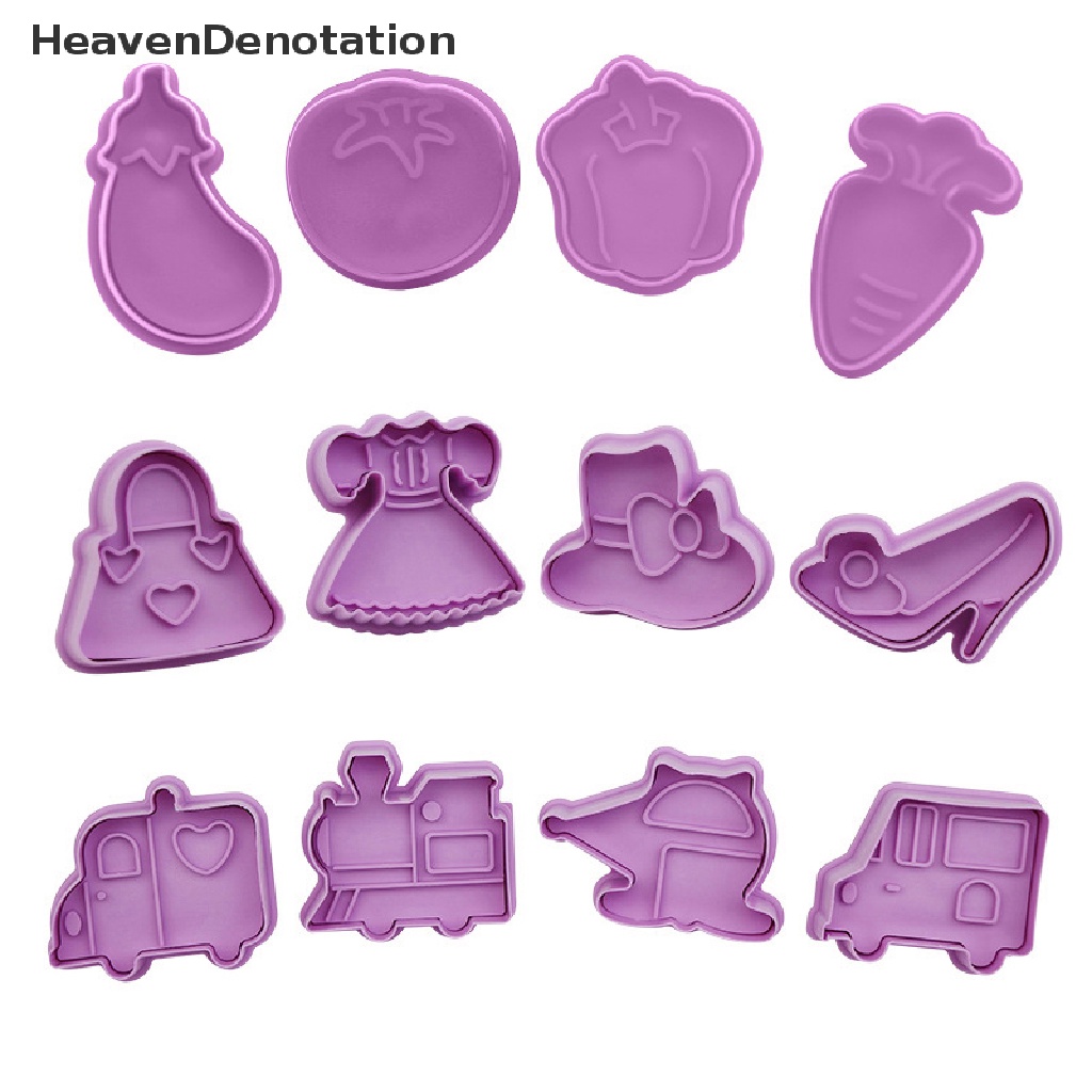 [HeavenDenotation] 4Pcs / Set Christmas Series Cookie Cutters Pressable Biscuit Mold Cookie Kitchen HDV