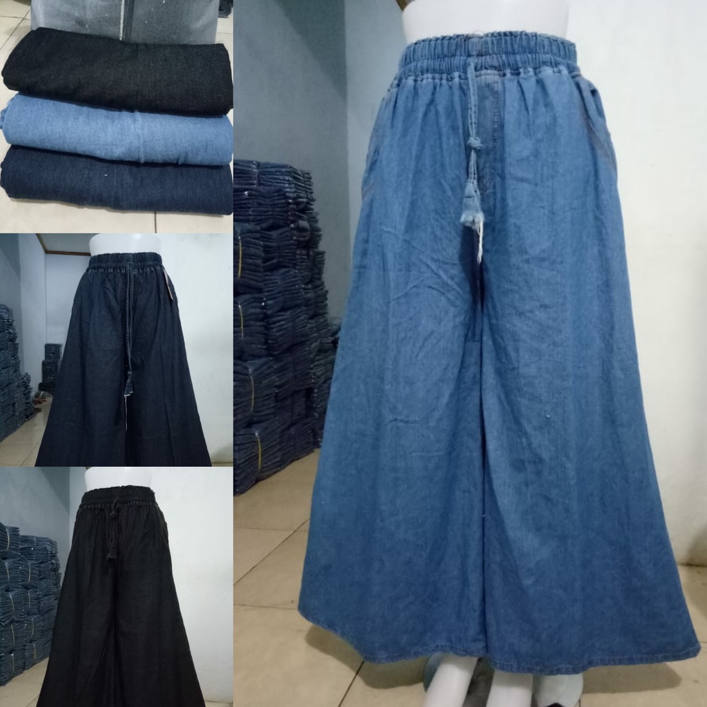Kulot Jeans Jumbo Wanita Big Size Pinggang Karet - Radenlimo