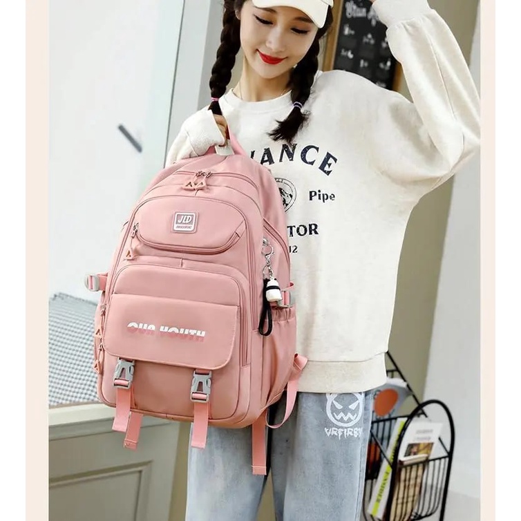 [COD] Tas Ransel Sekolah Menengah Wanita Terbaru Fashion Tas Punggung Perempuan Dewasa Sederhana Kekinian Fashion Korean Style Tas Laptop 14&quot; Backpack Murah Populer Aesthetic