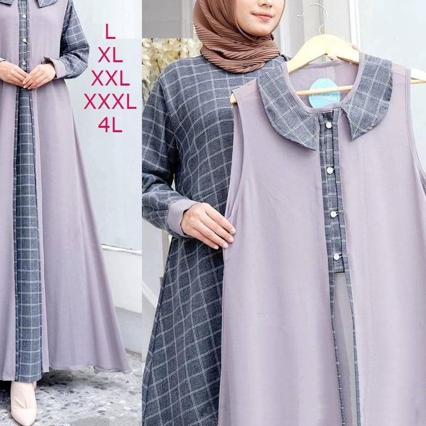✭ Outer + Gamis Jumbo Modern Terbaru Size L XL XXL XXXL 4L ♚