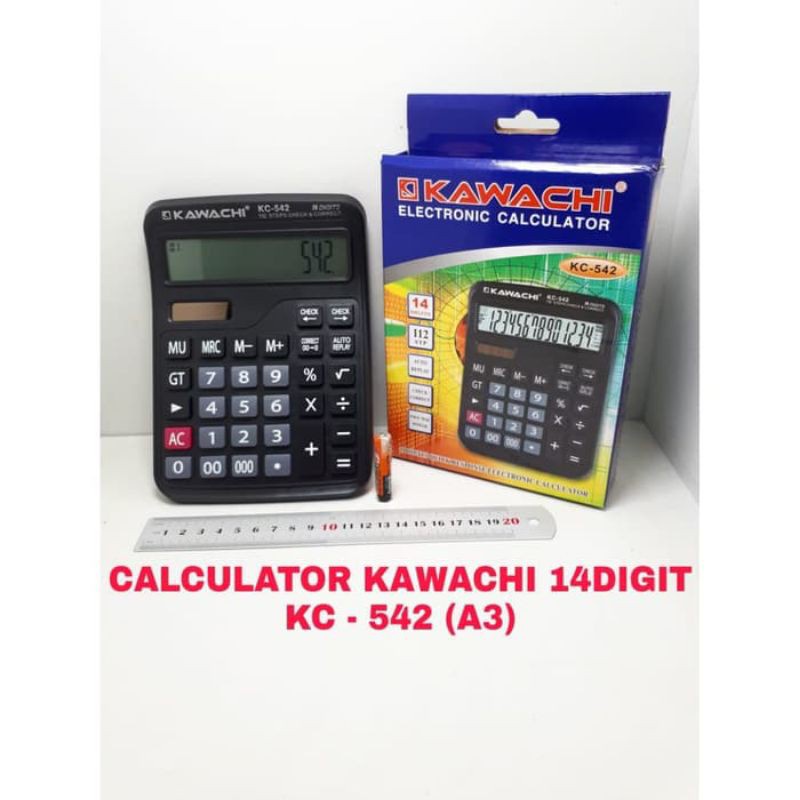 

Terlaris ✨ -Kalkulator (electronic calculator ) KC-542 KAWACHI - Hitam 14 DIGITMurmer- 2.2.23