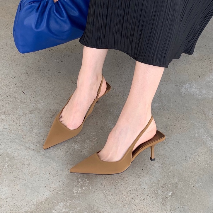 10025 High Heels Wanita Import Platinum Satin Premium  - Heels 7,5cm