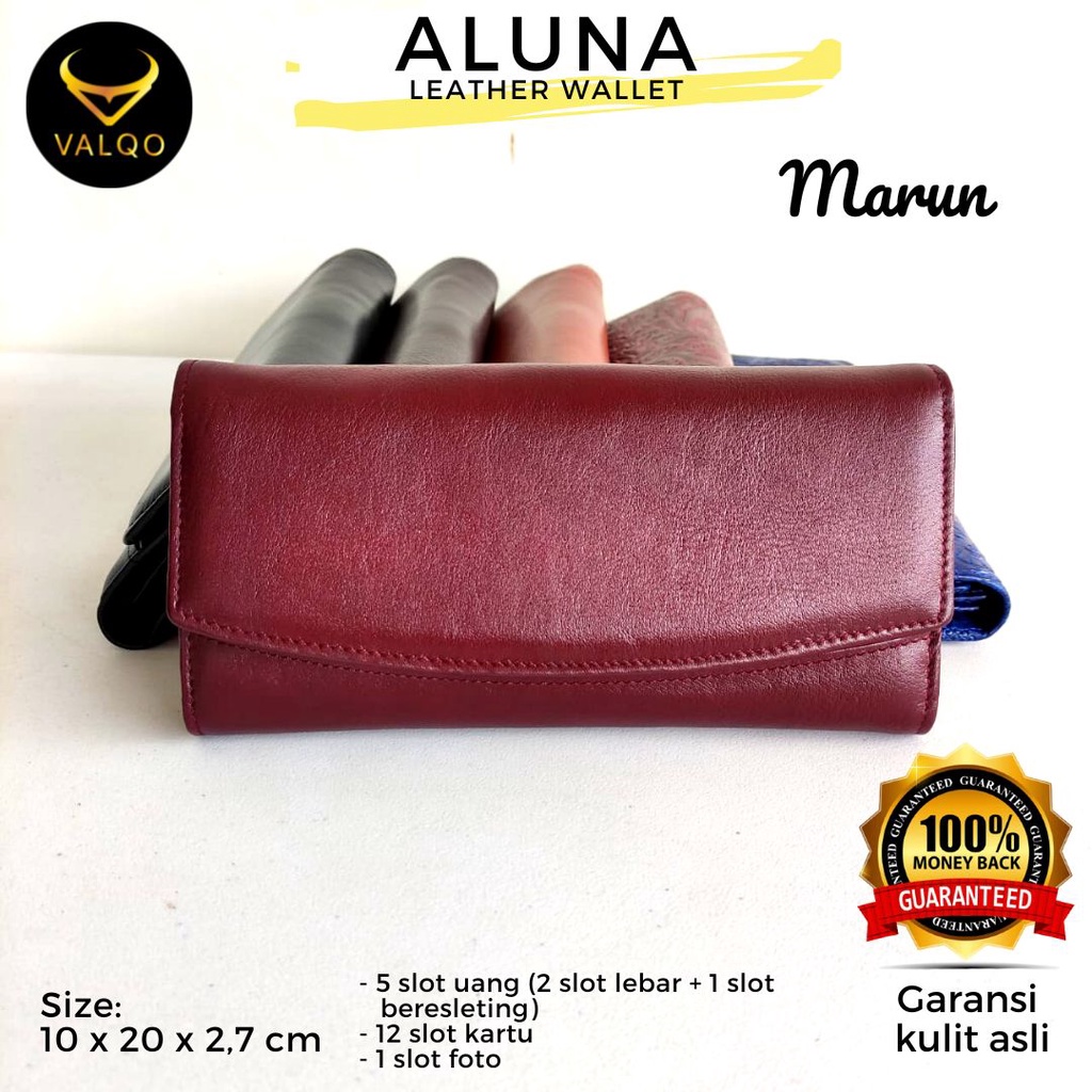 [VALQO] ALUNA Dompet kulit Kulit Sapi Dompet Wanita perempuan Dompet Panjang Dompet Kartu