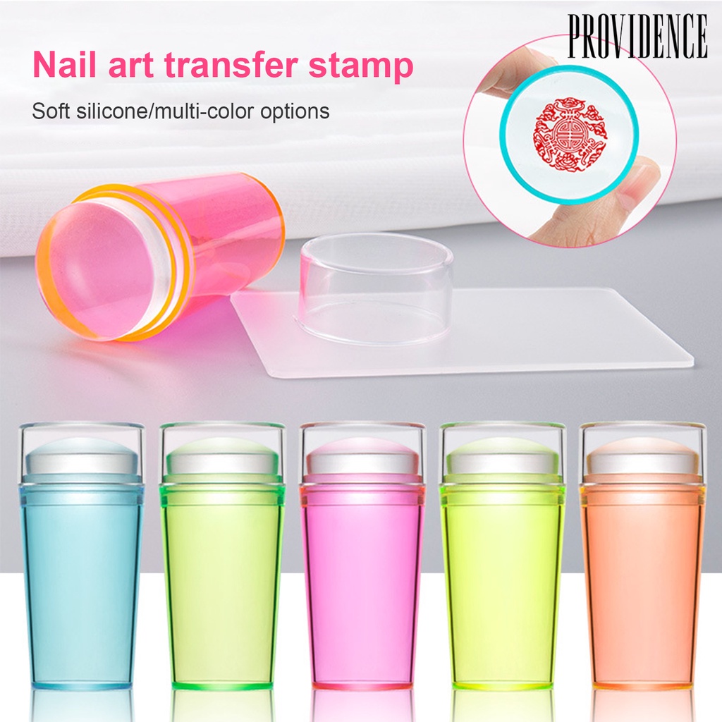 Providence 1set Nail Art Stamp Easy Printing Detachable High Durability DIY Fluorescent French Tip Nail Silicone Stamper Alat Nail Salon Supply