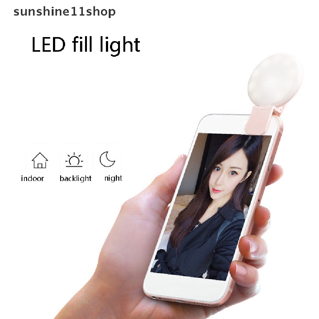 Sho Lampu Cincin Selfie LED Ponsel Portable Mini Tahan Lama Lampu Isi Tiga Stop N