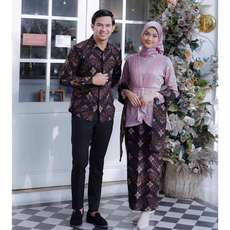 Kebaya Couple Avena Series Kebaya Modern Baju Wisuda Tunangan Lamaran Kondangan Batik Set Couple Brukat Terbaru