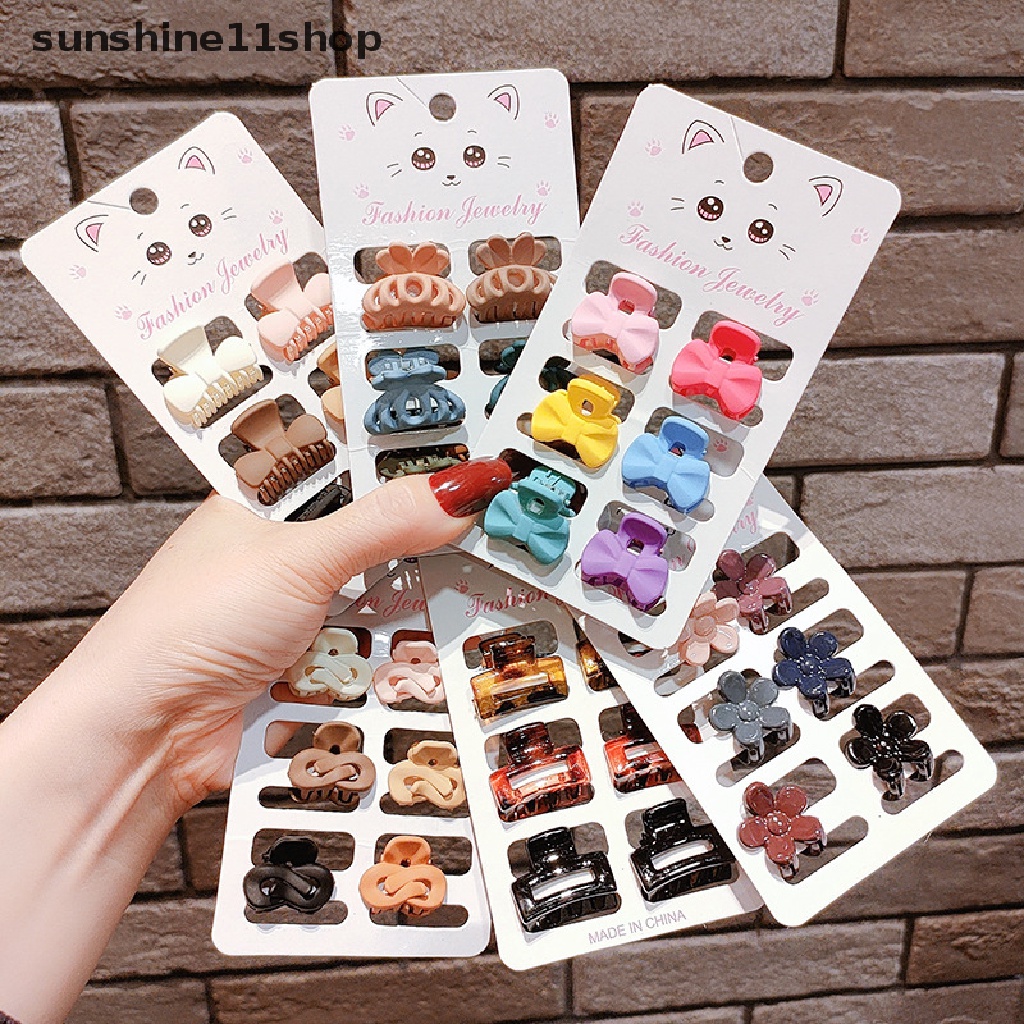 Sho 6PSC/Set Baru Wanita Gadis Vintage Elegan Leopard Kecil Akrilik Rambut Cakar Geometris Rambut Klip Headband Fashion Aksesoris Rambut N