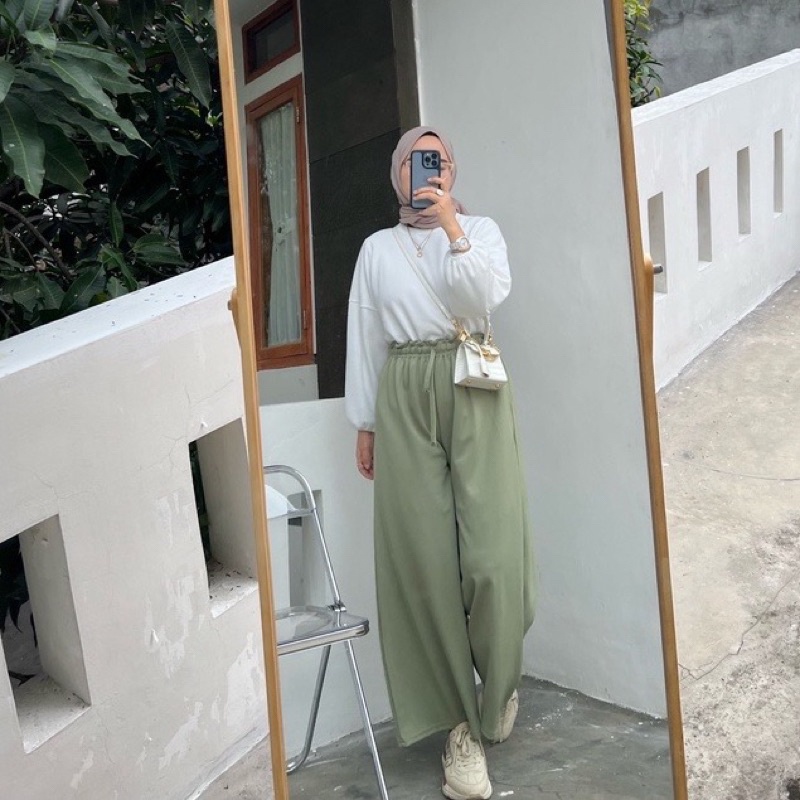 BEFAST - ZEC OOTD CELANA WANITA NONI / Pleats APRIL KNIT Kulot Oversize / Celana Kulot Panjang Wanita / Outfit Wanita Remaja ABG / Kulot Polos Casual / Fashion Kekinian Wanita Remaja / Celana Kulot Pinggang Karet / Terlaris