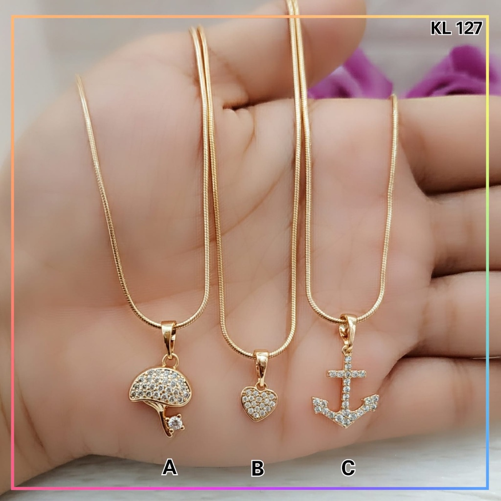 Kalung xuping ori premium kalung dewasa love permata perhiasan lapis emas KL 127