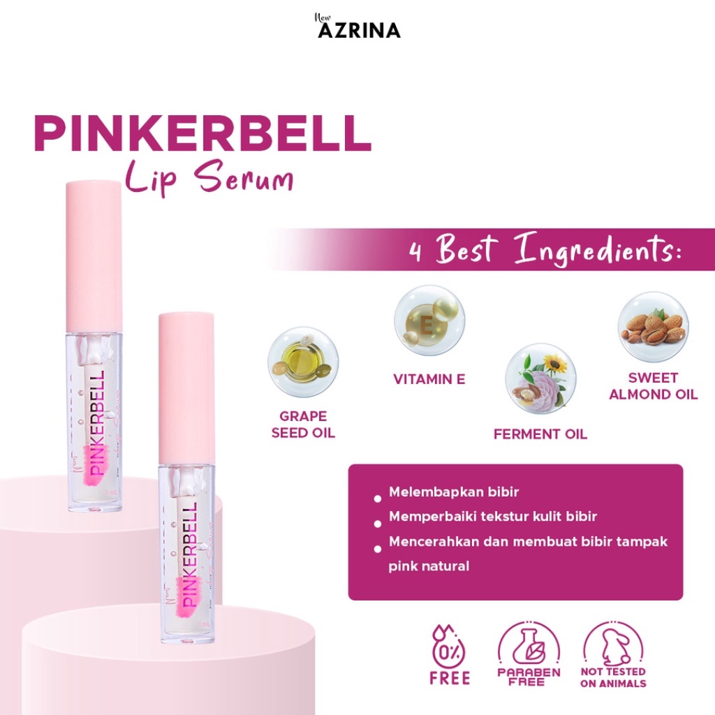 [ FREE GIFT ] Azrina Pinkerbell Lip Serum - Moisturizing Pelembab Bibir BPOM