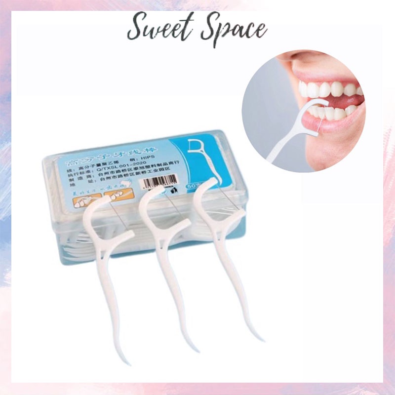 DENTAL FLOSS BENANG PEMBERSIH SELA GIGI ISI 30 DAN 50 PCS [SWEETSPACE]