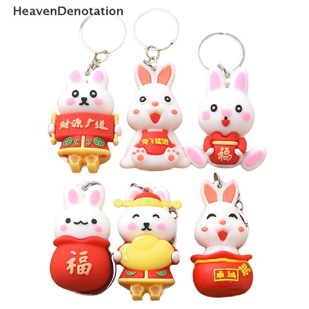 [HeavenDenotation] 2023tahun Baru Kelinci Gantungan Kunci Kartun Fortune Rabbit KeyChain Car Key Chain Ring Mahasiswa Pasangan Tas Liontin HDV