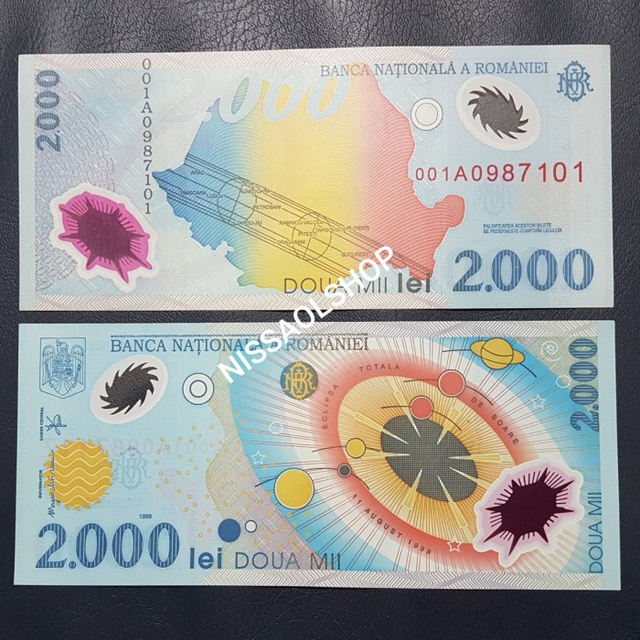 UANG KUNO ASING ROMANIA 2000 POLIMER/PLASTIK