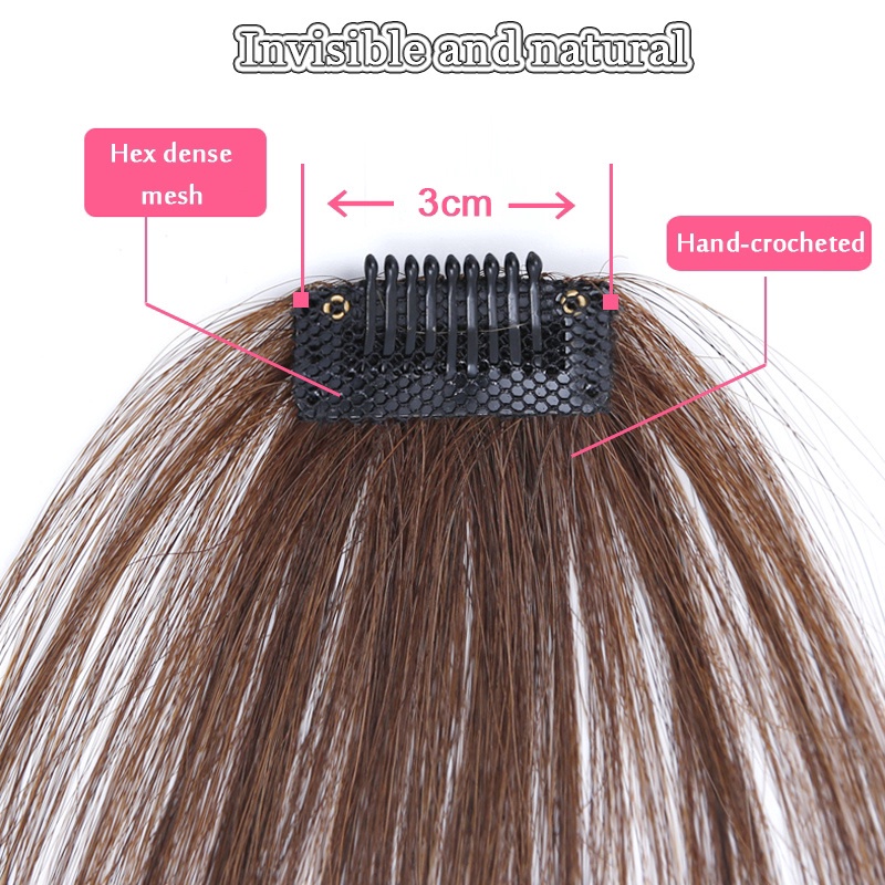 Rambut rambutan poni pendek palsu depan hairclip wig lurus samping helai sintetis wanita anak perempuan remaja dewasa ala korea korea style tebal tipis jepit clip warna blonde hitam