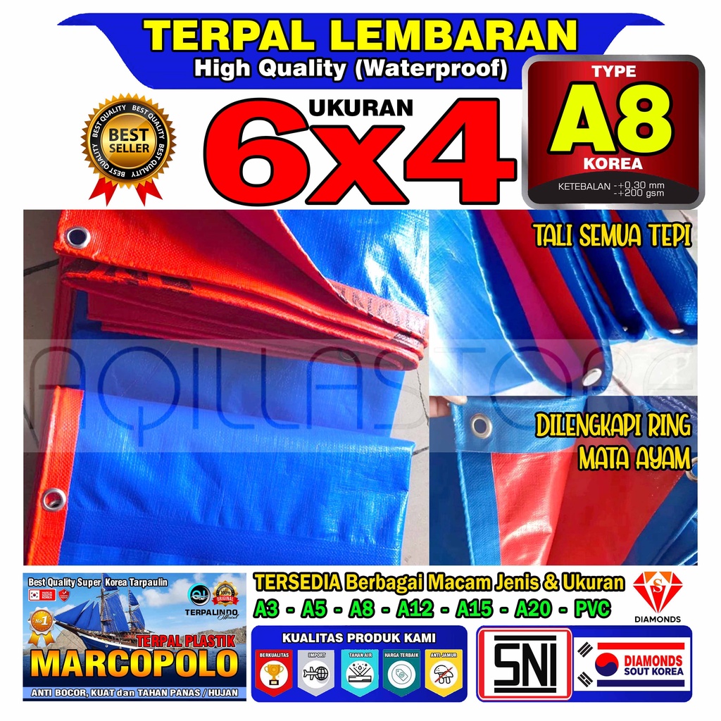 Terpal 6x4 Type A8 Berkualitas, Terpal plastik Terpal kolam ikan Terpal Jemuran Padi