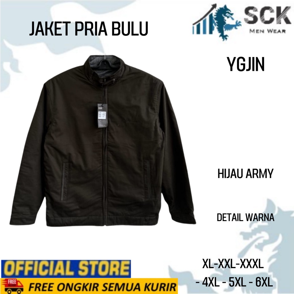 Jaket Pria YGJIN Krah Shanghai Dalam Bulu ukuran XL-6XL (JUMBO) / Jaket Bapak Bulu -sckmenwear GROSIR