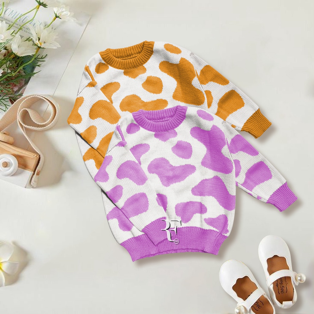 SWEATER PREMIUM MOTIF COW BLOUSE RAJUT ANAK USIA 1-6th