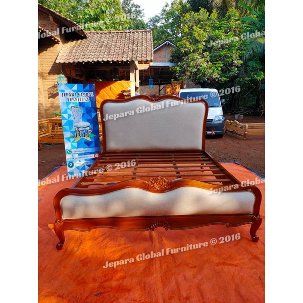 Dipan Tempat tidur korean ukir Mawar Jok (dipan ukir jati,dipan jati murah,dipan jok,dipan new )