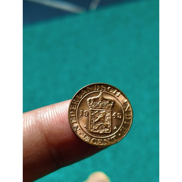 Koin Kuno benggol ½ Cen 1945 ,Uang Kuno masa Belanda Mahar Nikah Vintage Terlengkap MARTA COLECTION
