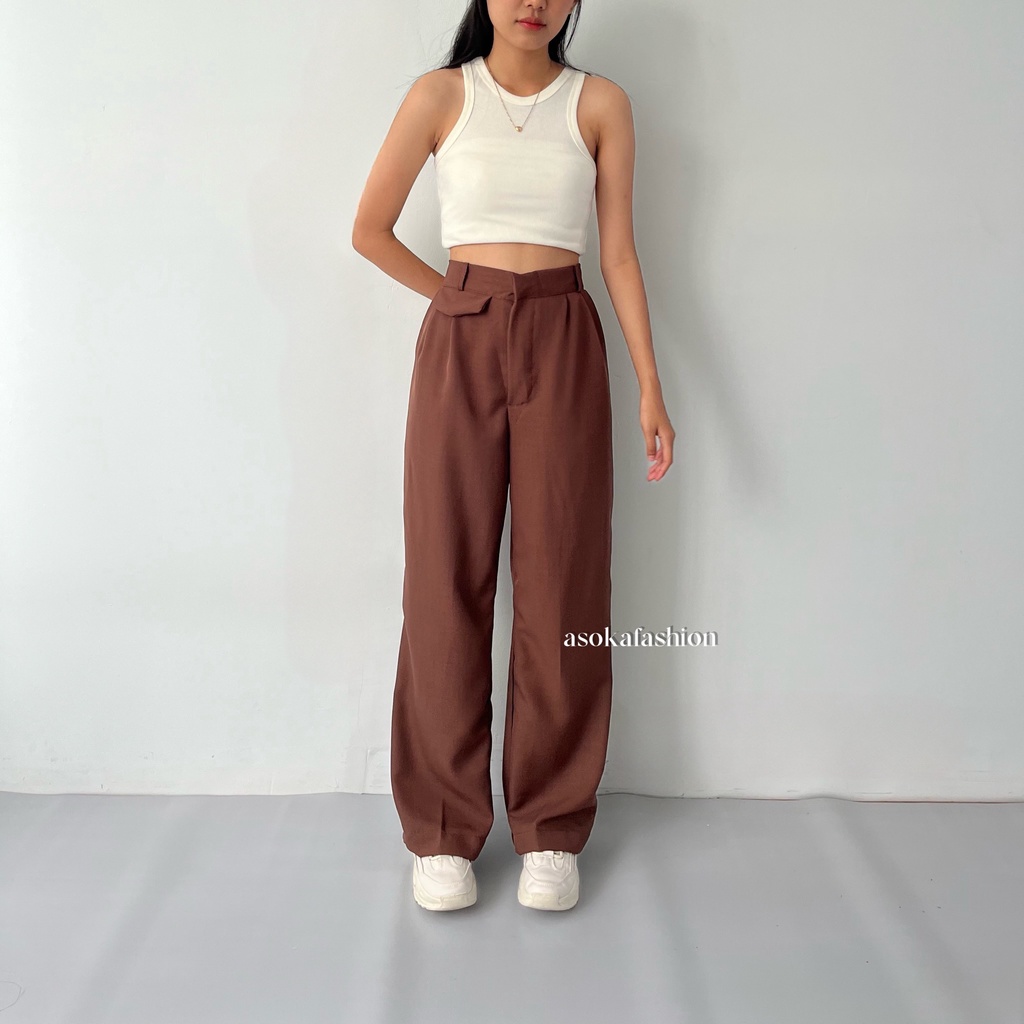 ASOKA Alizee Pants 2168 - Trouser Wanita - Loosepants Highwaist