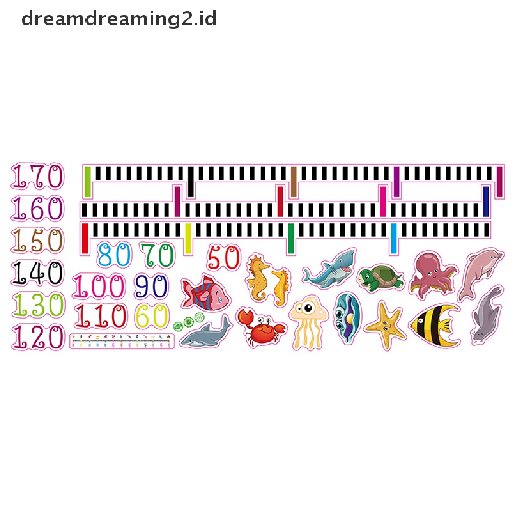 (dream) Heart wall er baby growth chart under sea animal Pengukur Tinggi Badan decal.