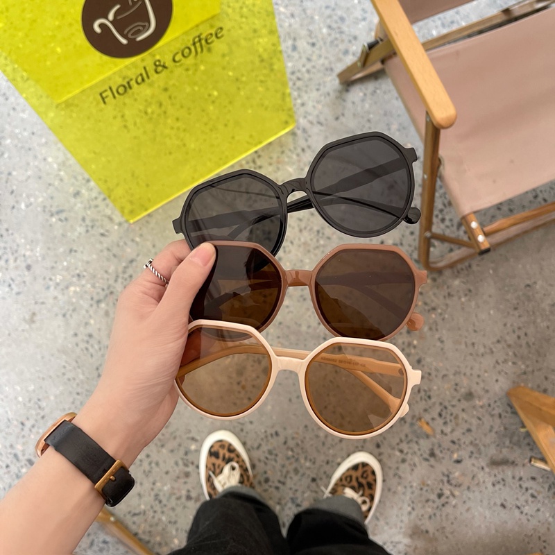 We Flower Retro Kacamata Hitam Bulat Hitam Untuk Wanita Pria Ins Liburan Trendi Sunnies Eyeglasses Chic Shades Fashion UV400 Protection Eyewear