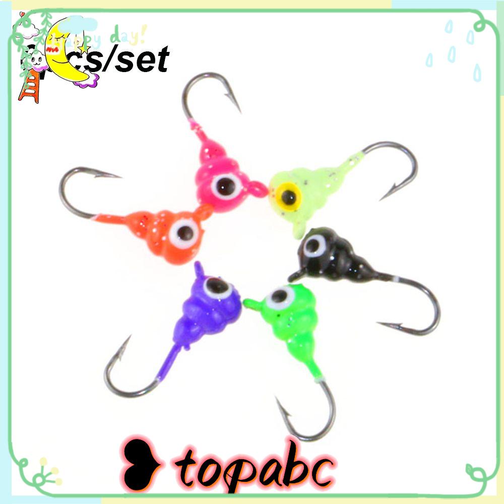 Top 6Pcs Musim Dingin Es Memancing Umpan Penyeimbang Buatan Walleye Lead Hard Hook