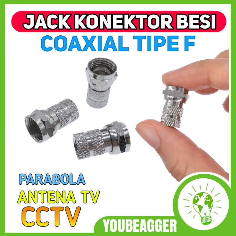 Jack konektor F drat besi untuk menghubungkan CCTV antena tv PARABOLA