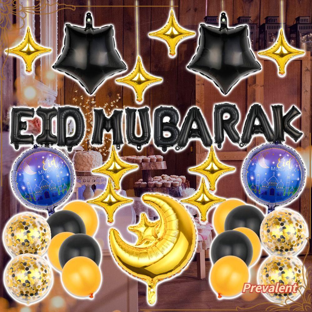 Preva Eid Mubarak Balon DIY Dekorasi Pesta Home Decor Perlengkapan Pesta Set Balon