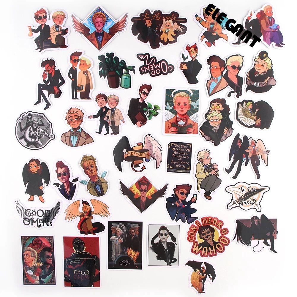 [Elegan] Good Omens Stiker Multi Use DIY Mainan Decals Notebook Untuk Mobil Gitar Skateboard Alat Tulis Stiker