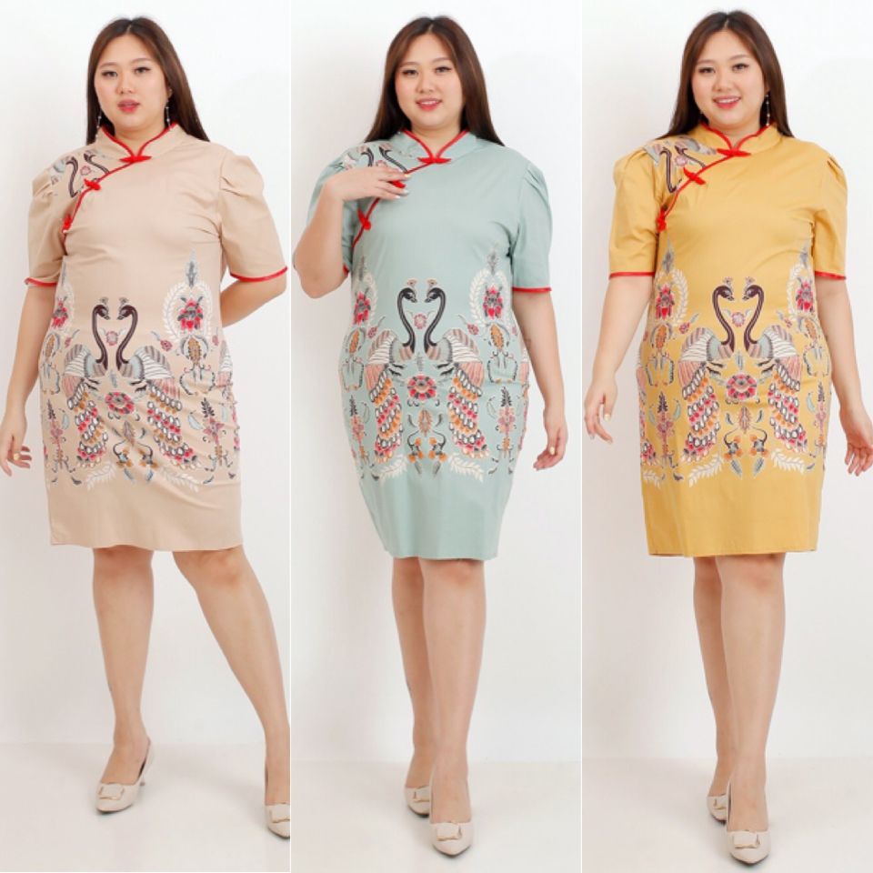 Jual 32 BAJU DRESS BATIK WANITA ORIENTAL CHEONGSAM JUMBO BIG SIZE XXL