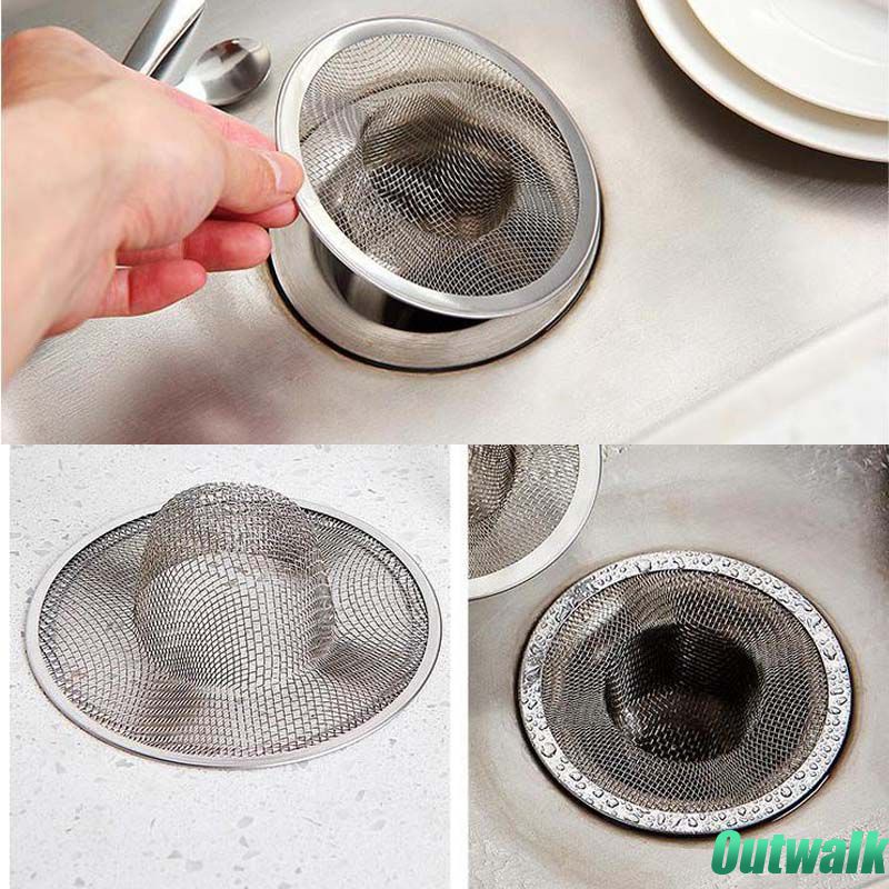 ღ Stainles Steel Sink Filter Mesh Logam Floor Drain Net Makanan Terak Stopper Plug Bathtub Rambut Penangkap Deodoran Drainer Dapur aksesoris Kamar Mandi