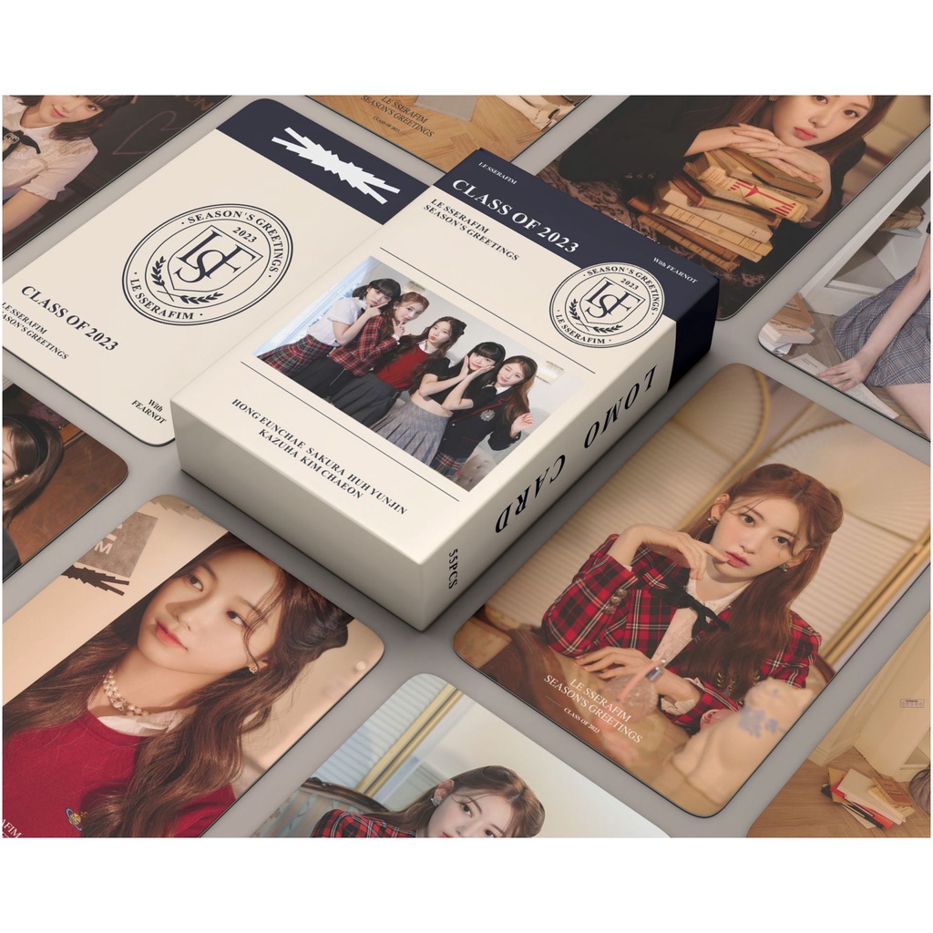 55pcs / box LE SSERAFIM 2023 SEASON'S GREETINGS Photocards SAKURA CHAEWON YUNJIN KAZUHA EUNCHAE Lomo Cards Kpop Postcards READY STOCK