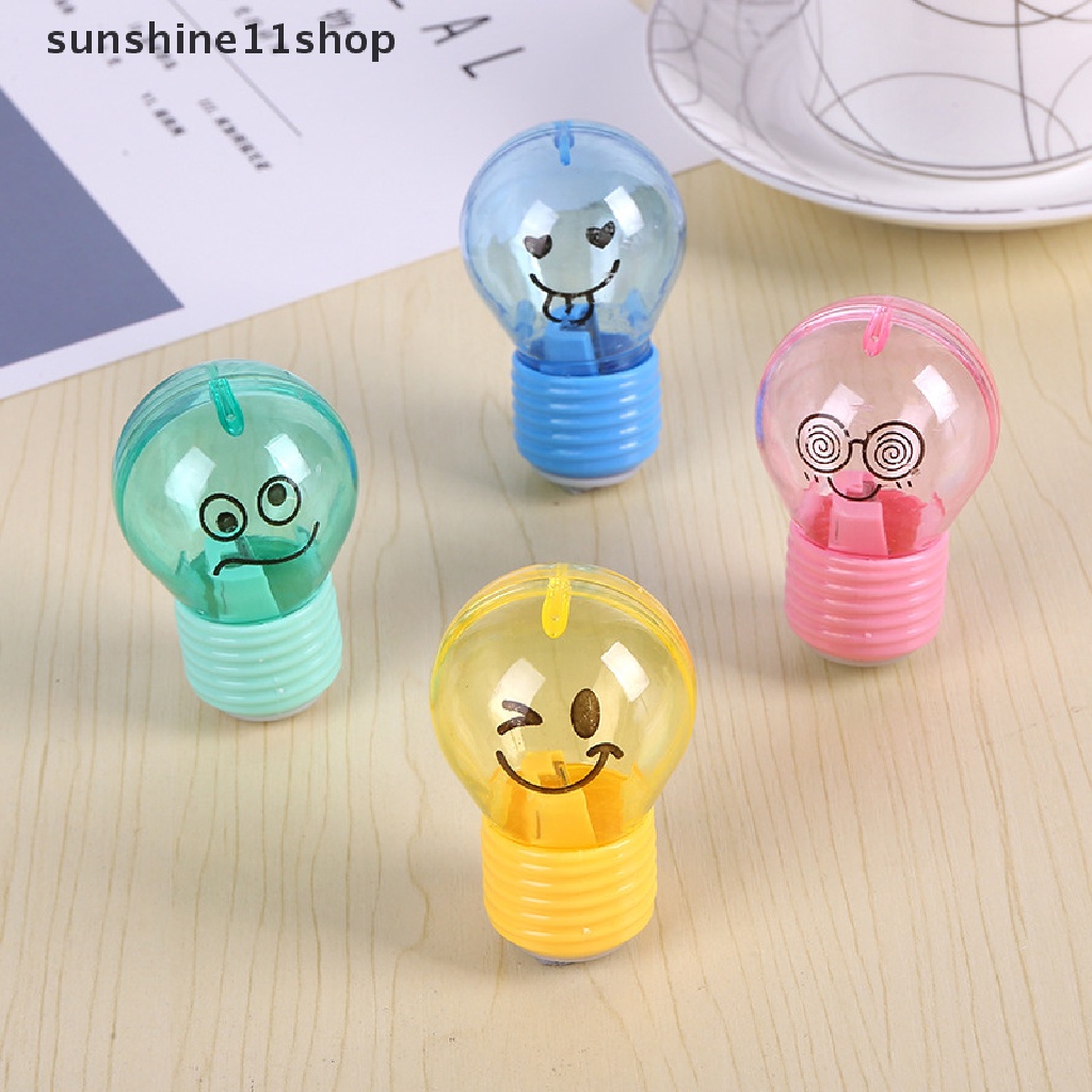 Sho Novelty Bulb Style Pencil Sharpener Kreatif Lucu Mini Lampu Bohlam Alat Pengasah Pensil Mekanik Alat Tulis Kantor Siswa Sekolah Supply Hadiah Anak N