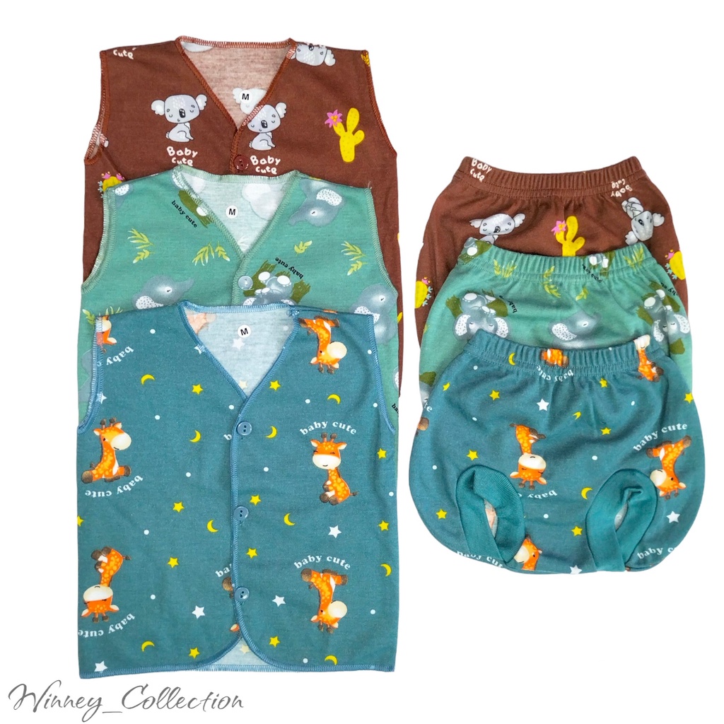 Setelan Baju Bayi Newborn Baru Lahir SNI Lengan Kutung Laki Laki Perempuan