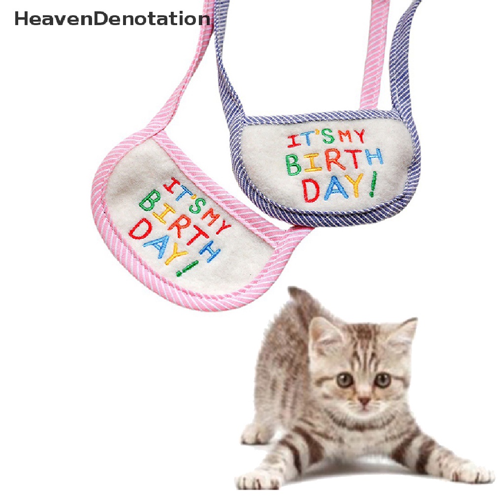 [HeavenDenotation] Lucu Happy Birthday Bordir Anjing Bib Anjing Kucing Peliharaan Bib Air Liur Handuk Perlengkapan Hewan Peliharaan HDV