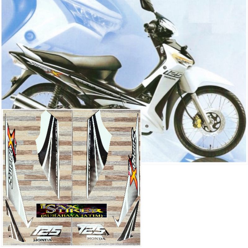 striping original Honda Supra X 125 D putih hitam tahun 2007 2008