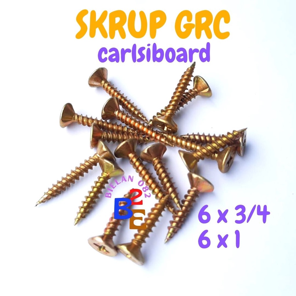 B82 Baut Sekrup Kalsiboard 6 x 3/4 B82 Baut Skrup Kuning GRC Kalsi 6 x 1 Calcibord Skrup GRC