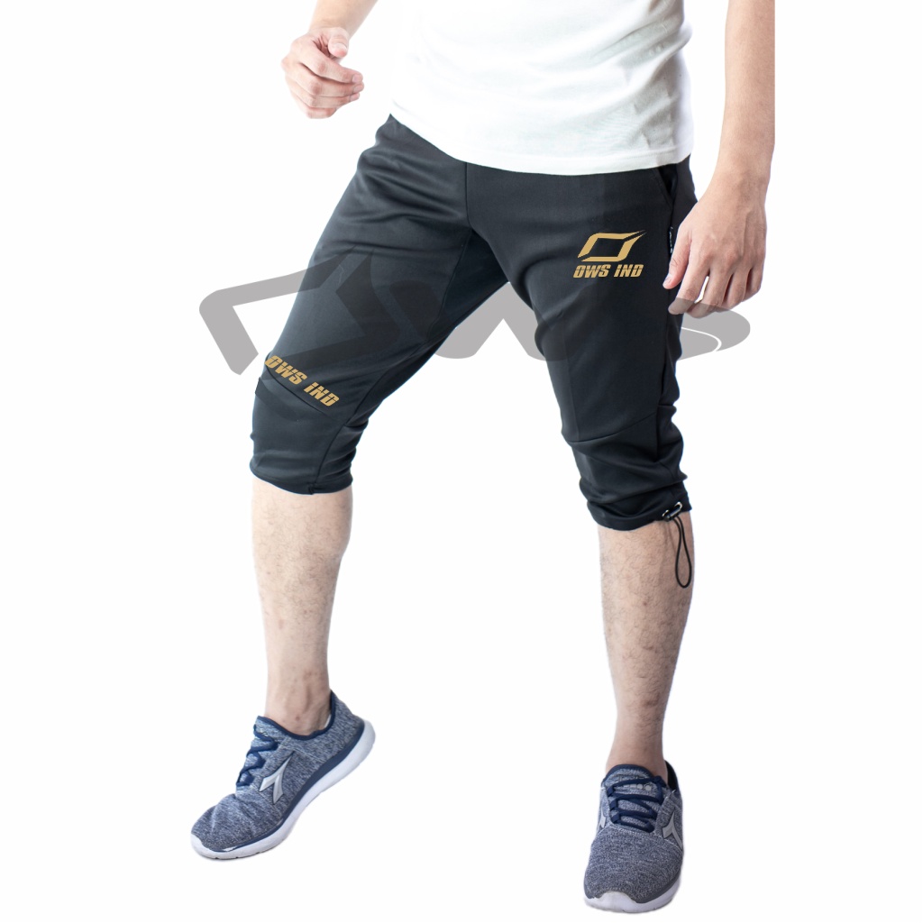 Celana Jogger Pendek Olahraga Pria unisex/Celana 3/4 olahraga Training Basic Sporty OWS IND GOLD