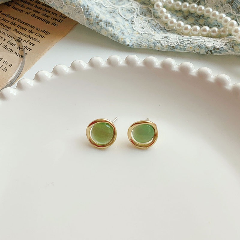 Korea Retro Hijau Bunga Anting Lucu Hati Stud Earrings2023Musim Panas Baru Ladies Fashion Aksesoris