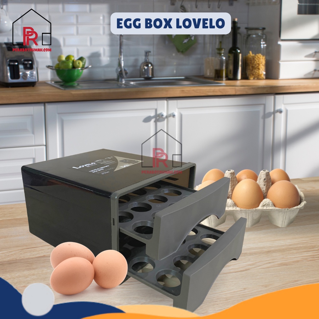 Rak Tempat Penyimpanan Telur Lovelo Susun 2 / Box Telur Plastik Tebal / Egg Box