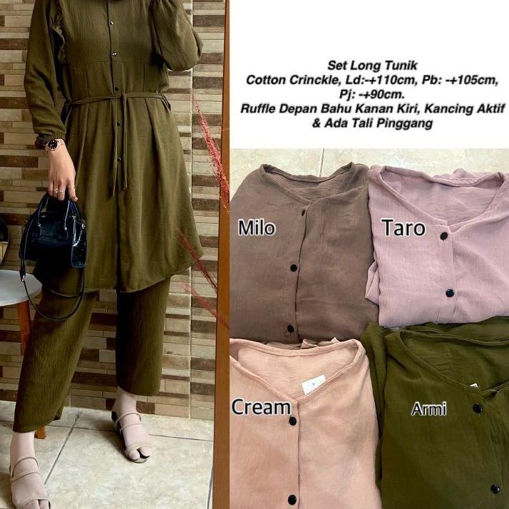 ♡ SETELAN LONG TUNIK CRINKLE ➢