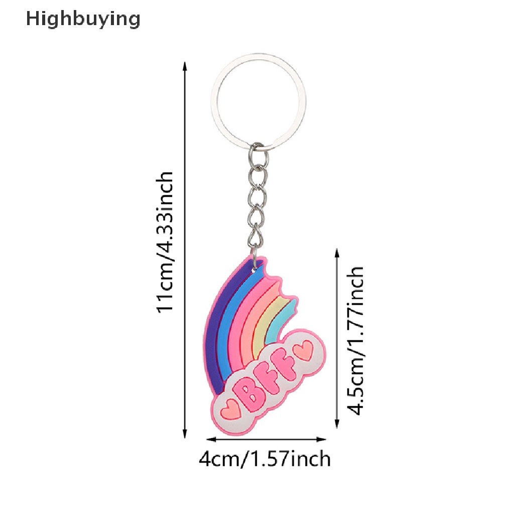 Hbid 1pcs Awan Hujan Unicorn Sahabat Gantungan Kunci Pvc Karet Lembut Bff Key Rings Bag Gantung Hadiah Anak Gantungan Kunci Glory