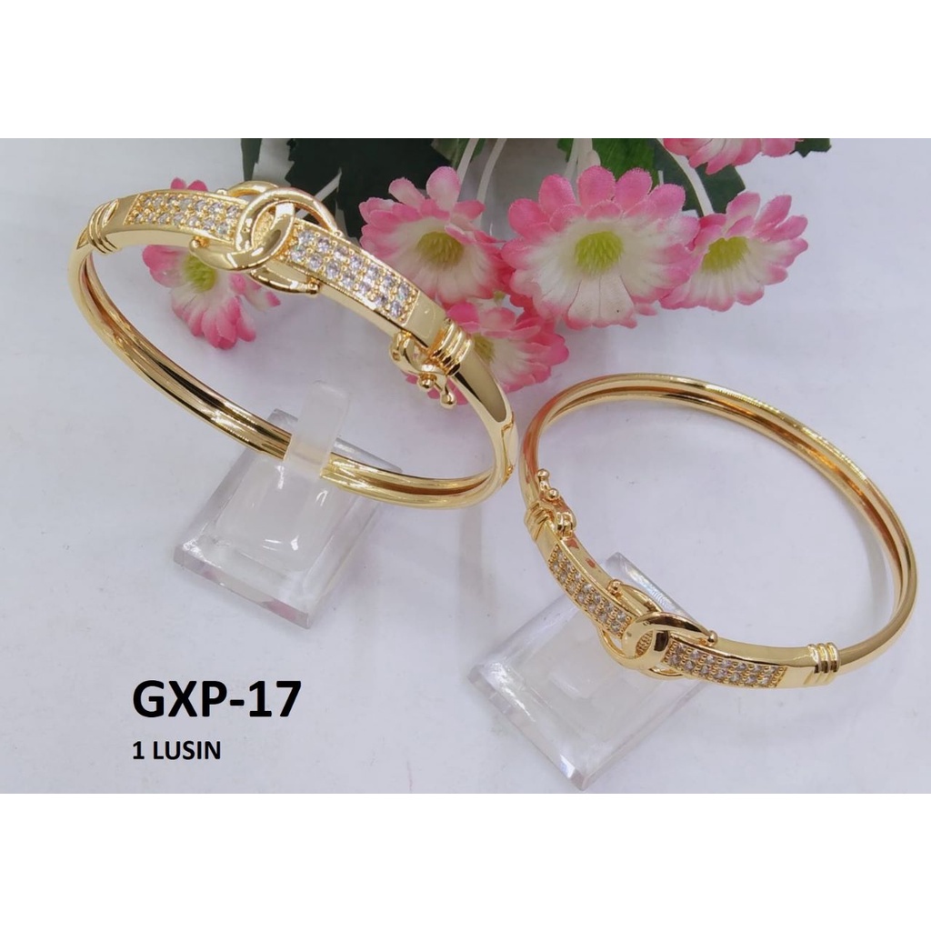 GELANG XP EMAS GOLD IKAT MOTIF PINGGANG BULAT DIAM TERMURAH / DUNIA GELANG TERBARU