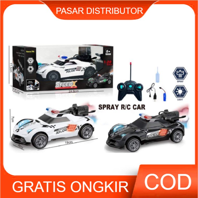 Mainan RC SPEED POLICE 1:20 SPRAY RC Asap RC Mobil Remote Control Asap