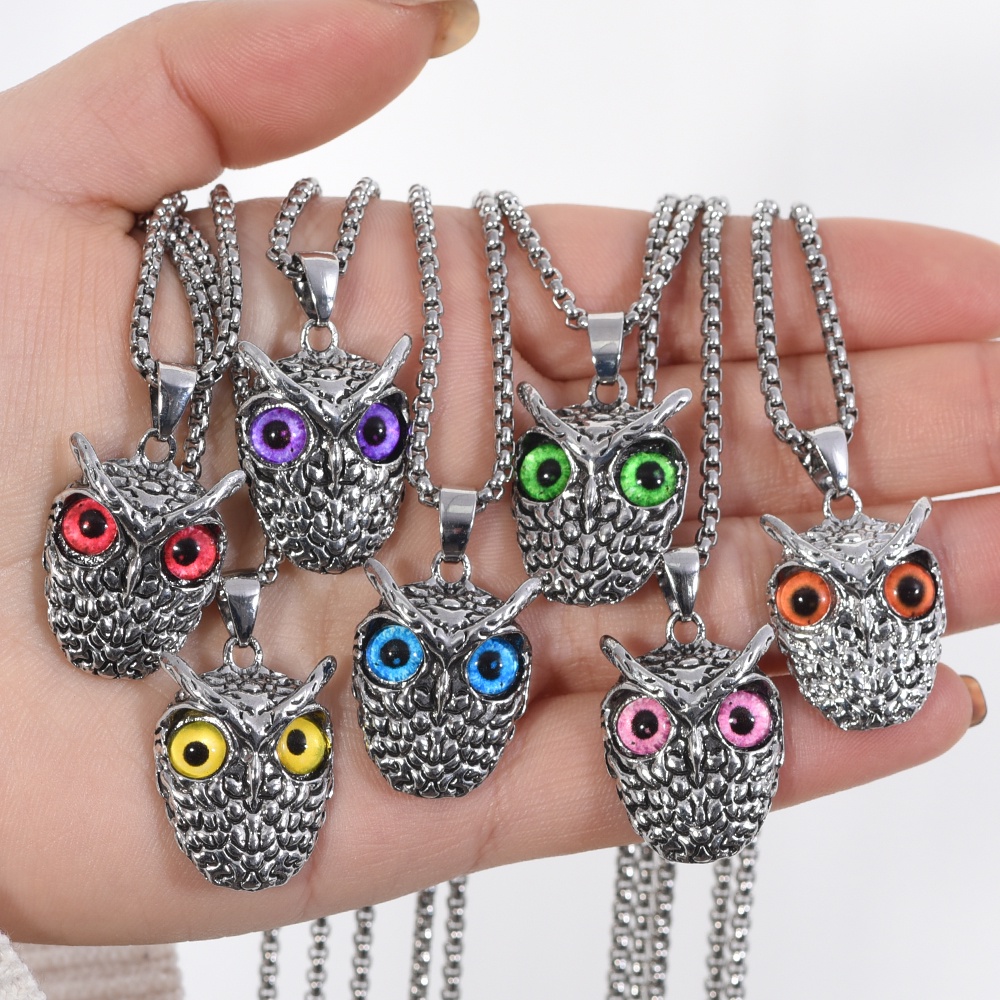 Charm Kalung Gadis Rantai Kalung Burung Hantu Liontin Kalung Hip hop Pria Kreatif Wanita Ladies Perhiasan Aksesoris Kepribadian