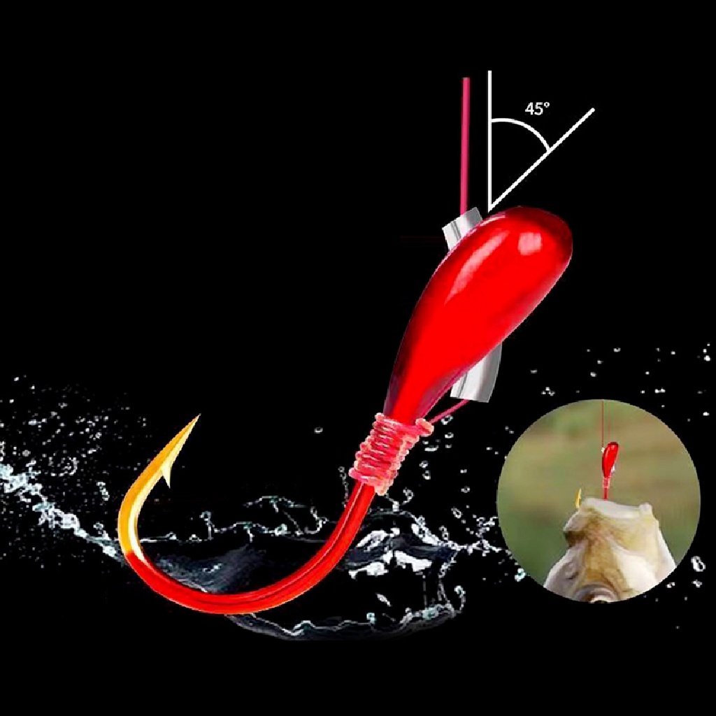 [HeavenDenotation] 10pcs Memancing Berduri Kait Cacing Merah Kepala Terbalik Manusia Hidup Umpan Umpan Ikan Gurame Fishhooks3#-7# Aksesoris Pancing HDV